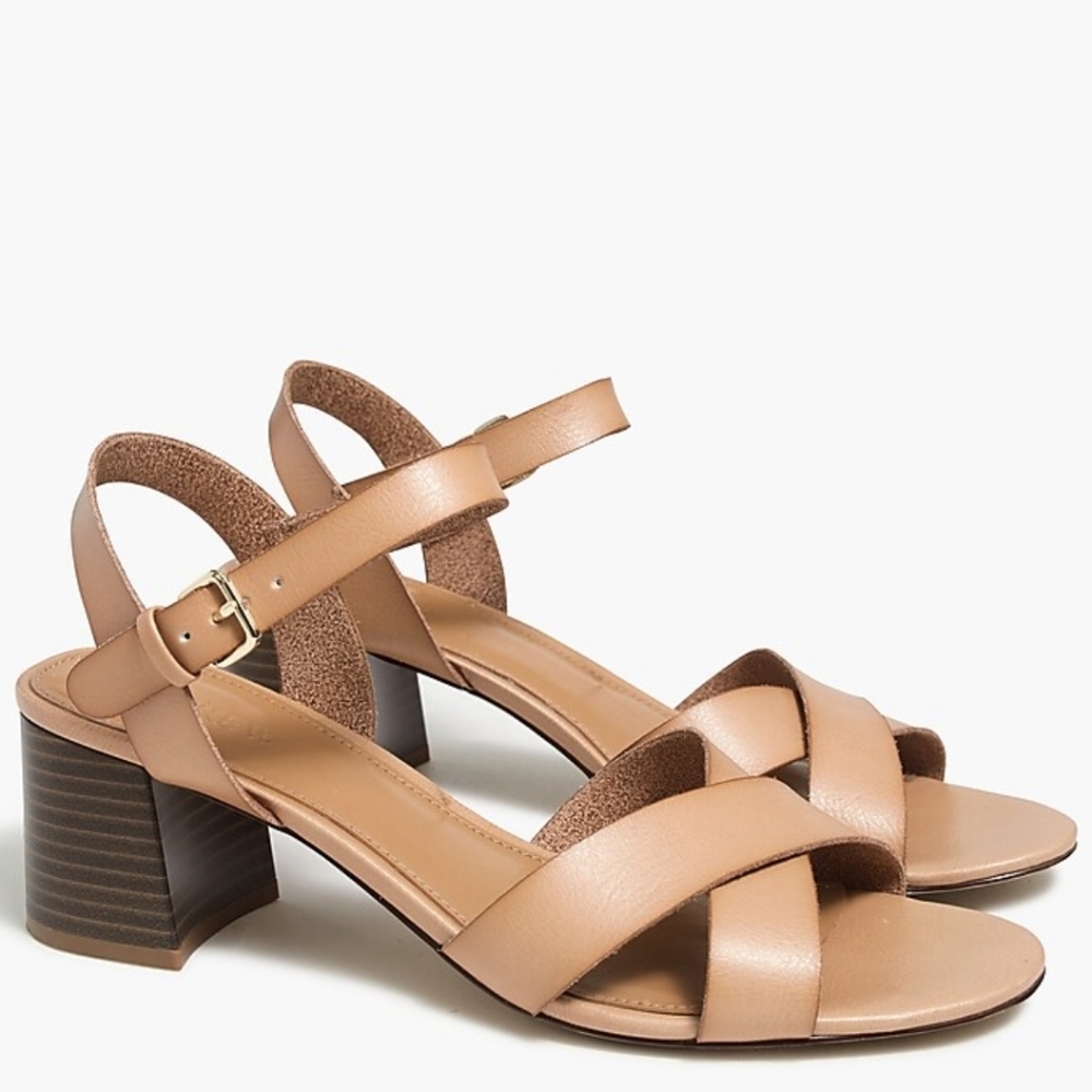 J. Crew Lowblock Heel Sandals Size 7-Saddle